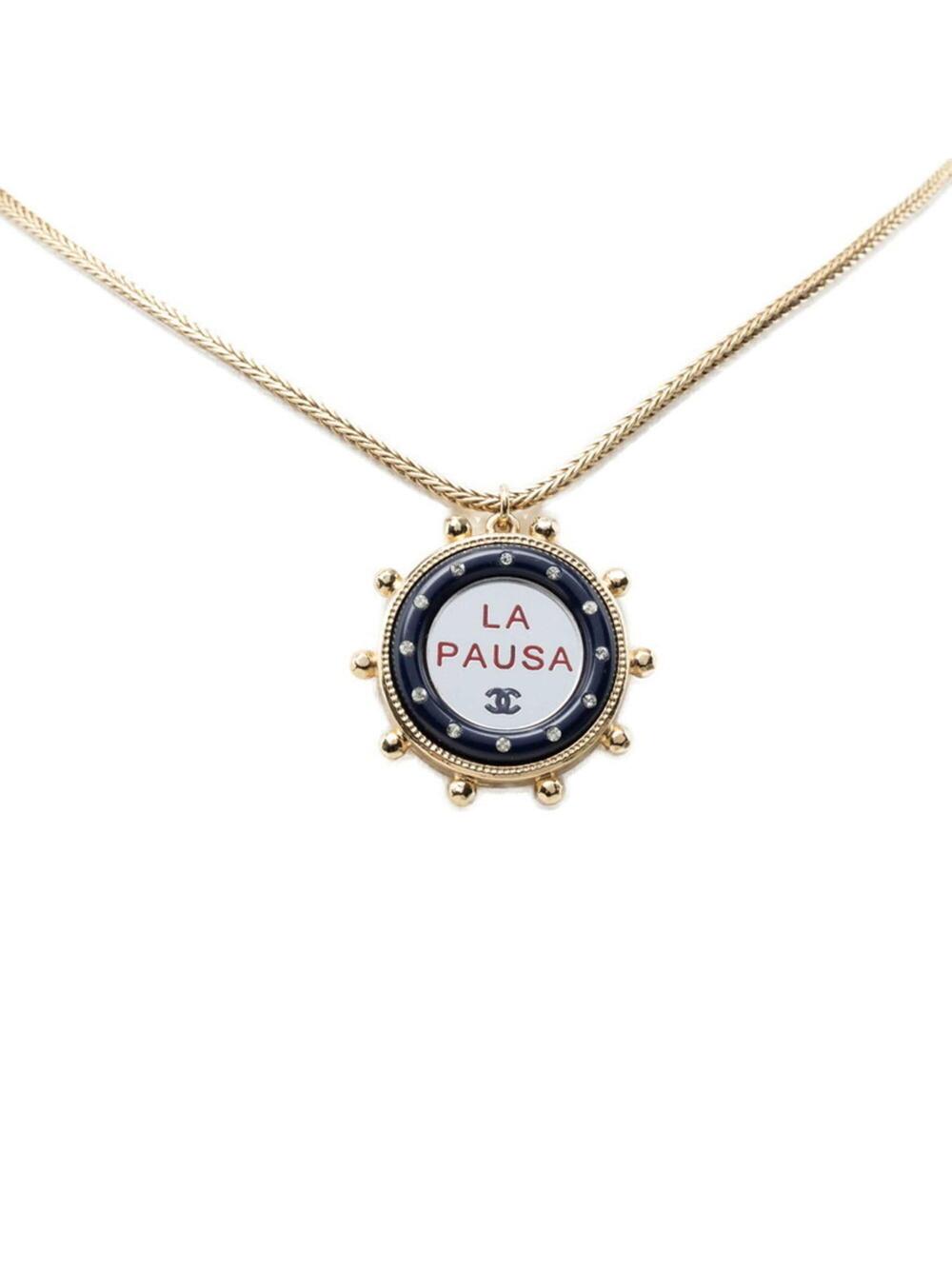 Chanel Cc Logo Pendant Necklace Gold- #357732C97B